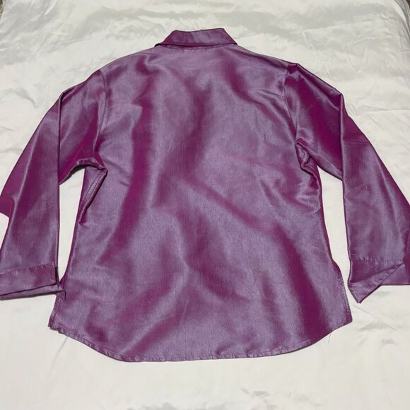 Debra DeRoo Womens Iridescent Purple Pink Button Down Shirt Top Size Medium - Picture 2 of 4